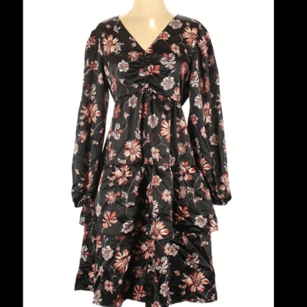 Ophelia Roe Floral Satin Dress